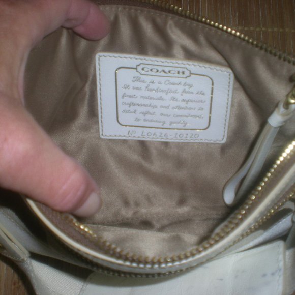 COACH SIGNATURE STRIPE HANDBAG #H0626-10120 Tan White - Picture 6 of 6